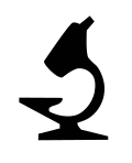 A logo showing a microscope